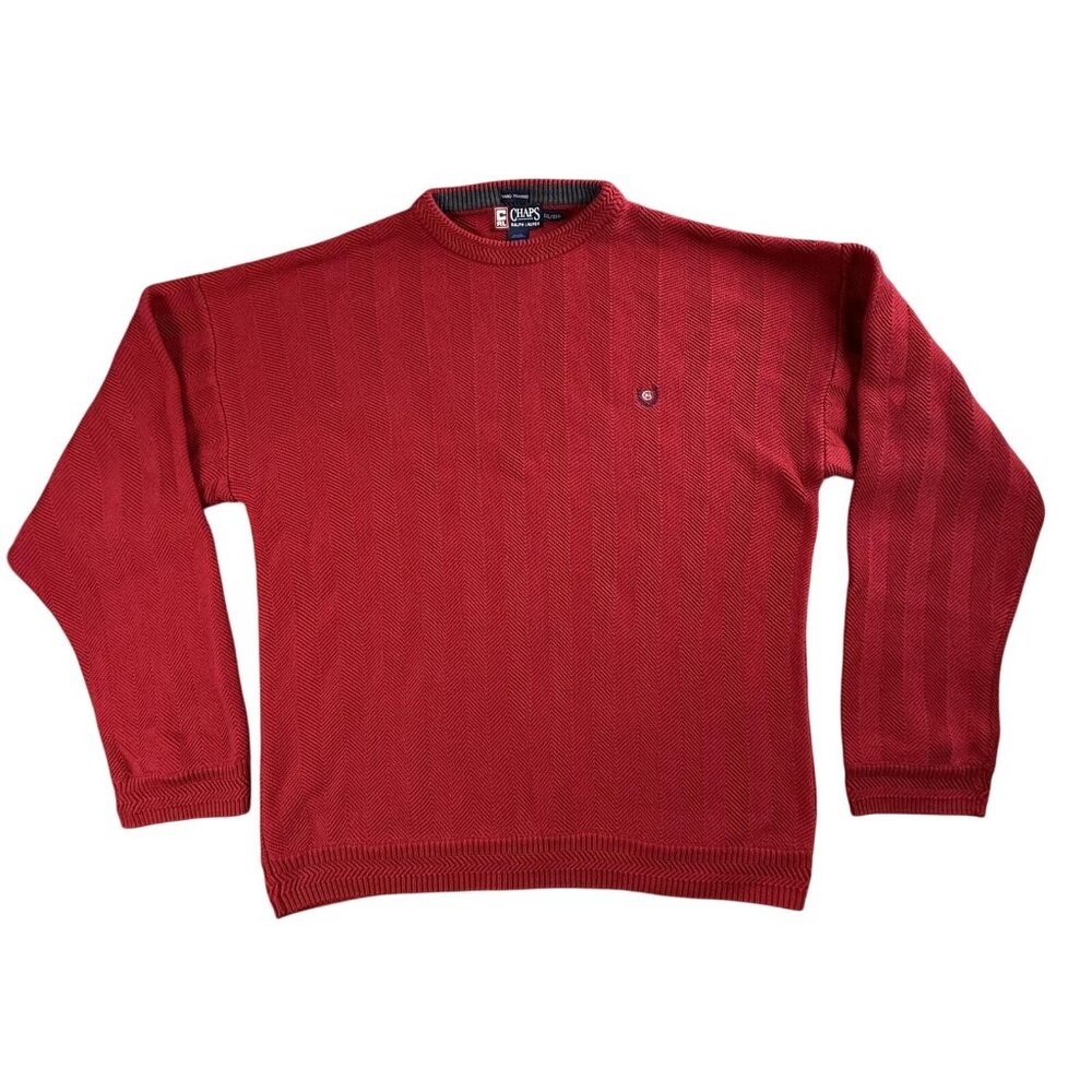 Vintage Chaps Ralph Lauren Sweater Mens 2XL Crewneck Pullover Herringbone 506210